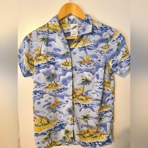 Vintage 2000 Warner Bros Tweety Bird Island Camp Hawaiian Shirt Women Size XS